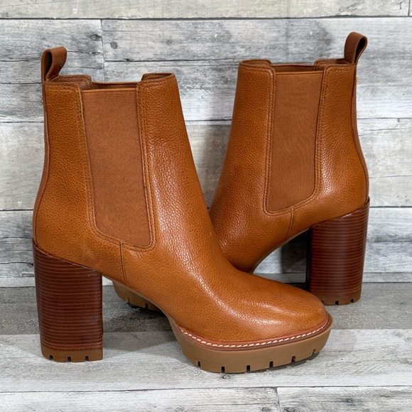 TORY BURCH CARSON LUG SOLE ANKLE BOOT - Toasted Caramel - Sz - 10 .US - Picture 2 of 11